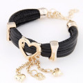 Charm Bracelets With Multilayers Leather Love Heart Bracelets FB03